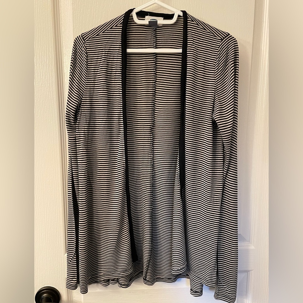 Old Navy Classic Black and Tan Striped Cardigan